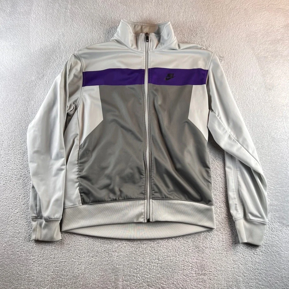 Nike Sportswear Mens Grey Purple Colorblock Full Zip Track Jacket 323965-012 L